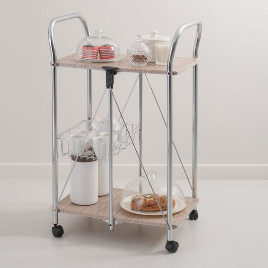 Foldable Wooden Service Trolley