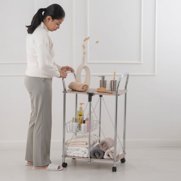 Foldable Wooden Service Trolley