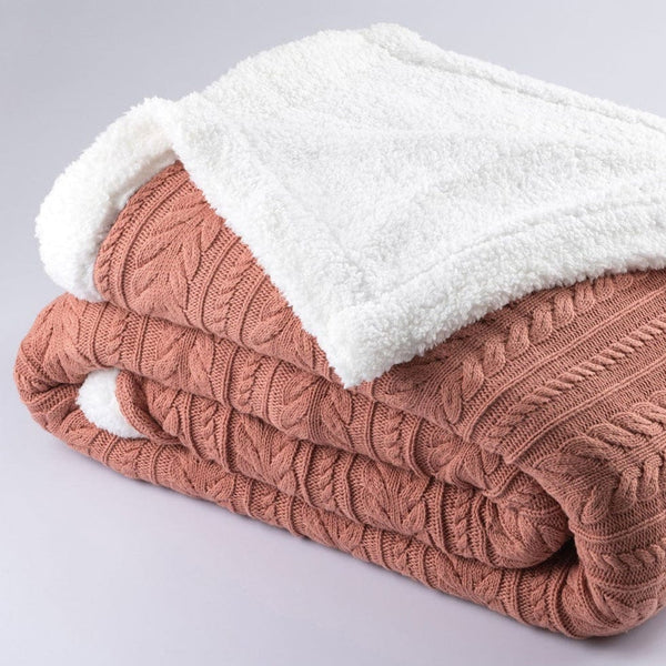 Sherpa Blanket Cozy Knit Haven