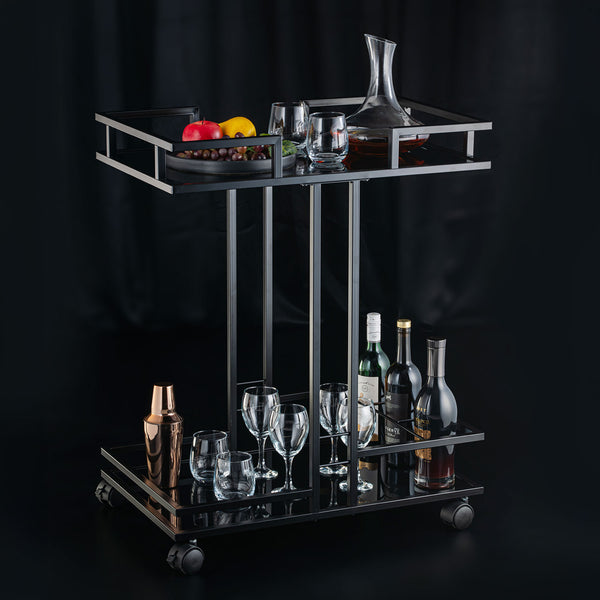 Gilded Glass Trolley with Steel Framework