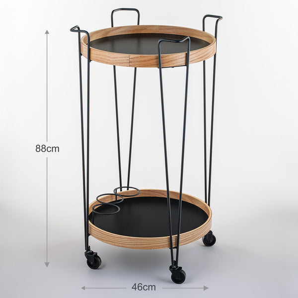 Circular Wooden Serving Cart