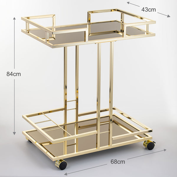 Opulent Glass Trolley with Gold-Bronze Accents