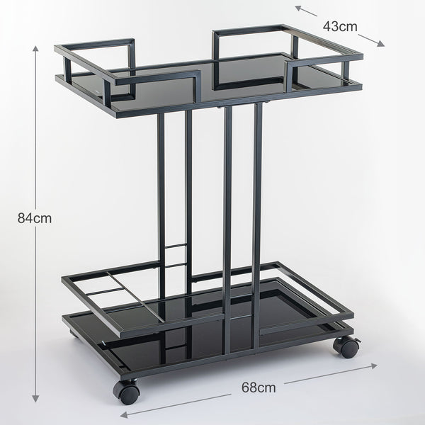 Gilded Glass Trolley With Steel Framework