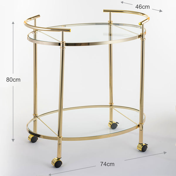 Clear Glass Cart with Gold Frame