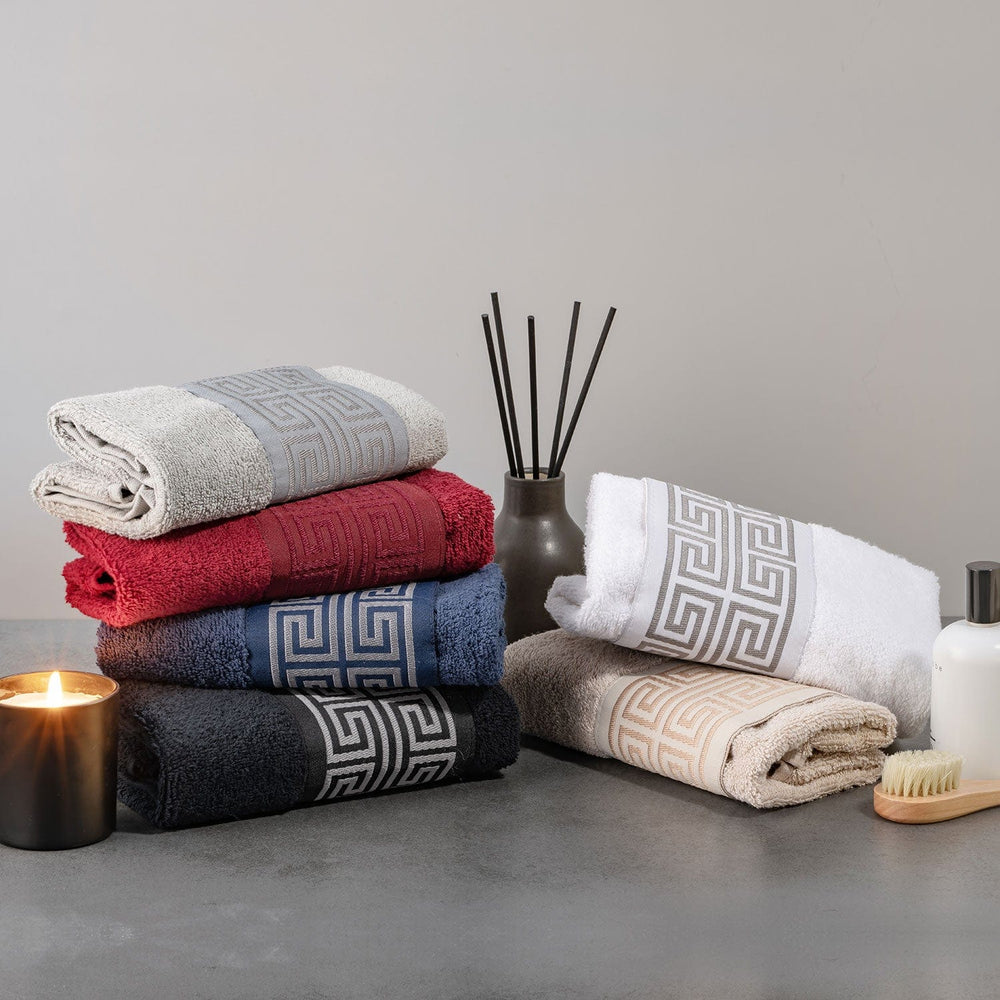 Greek key best sale bath towels